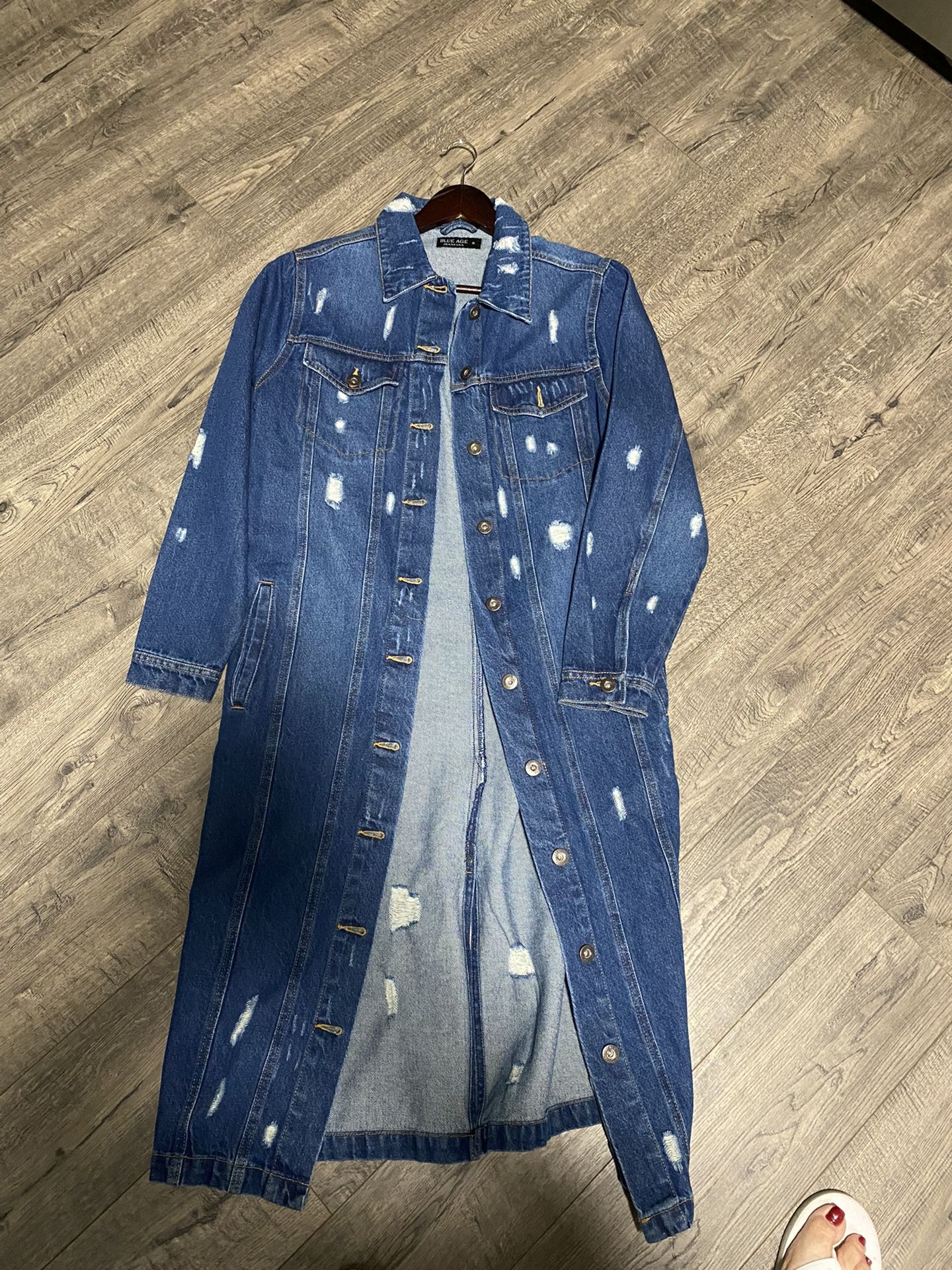 Denim Dress long jacket size medium new long denim jacket coat dress