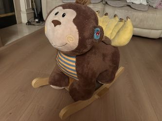 hug fun rare cute monkey rocking ride on toy 15 inches high-30 inches long, pick up in Temple city