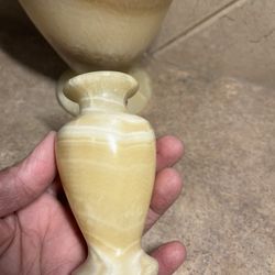 Egyptian Onyx Marble Stone Hand Carved Unique Heavy Small Vase