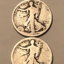 Two 1918 S walking liberty silver Half dollars