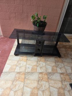 Glass TV table 70" long