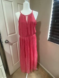 Red Floral Print Sleeveless Maxi Dress