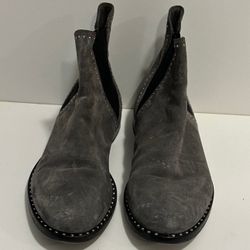 jimmy choo grey suede studded accents chelsea boot