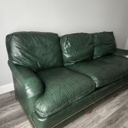 Hancock & Moore Green Leather Couch