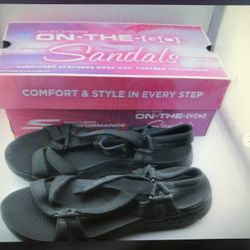 Skechers Women's ON THE GO 600 Brilliancy Cushioned Sandals Black #15316 Size 7