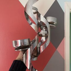 Chrome Vintage Mod Sculptural Candelabra 