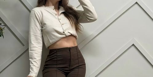 Cream Cropped Button-Up Cardigan