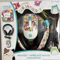 Squishmallows Headsets, Wireless Mouse And mouse pad Tech Bundle