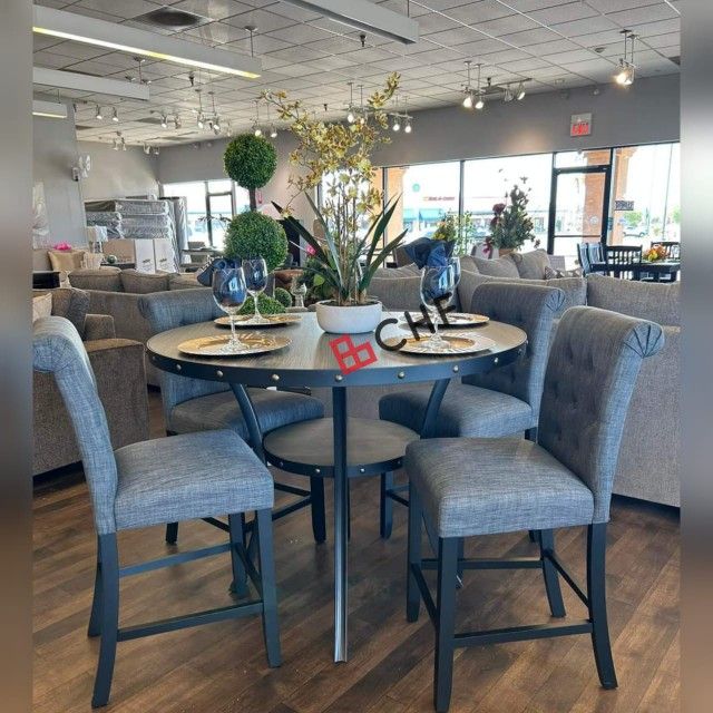 5 Pc Counter Height Round Dining Table Set 