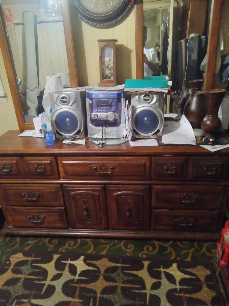 Walnut Double MIRRORS DRESSER