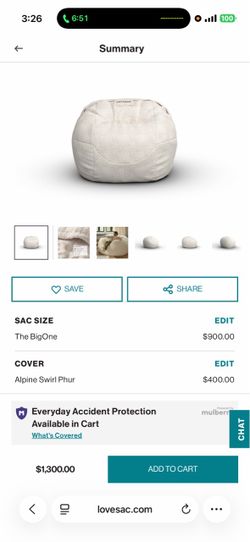 Lovesac BigOne Alpine Swirl Phur