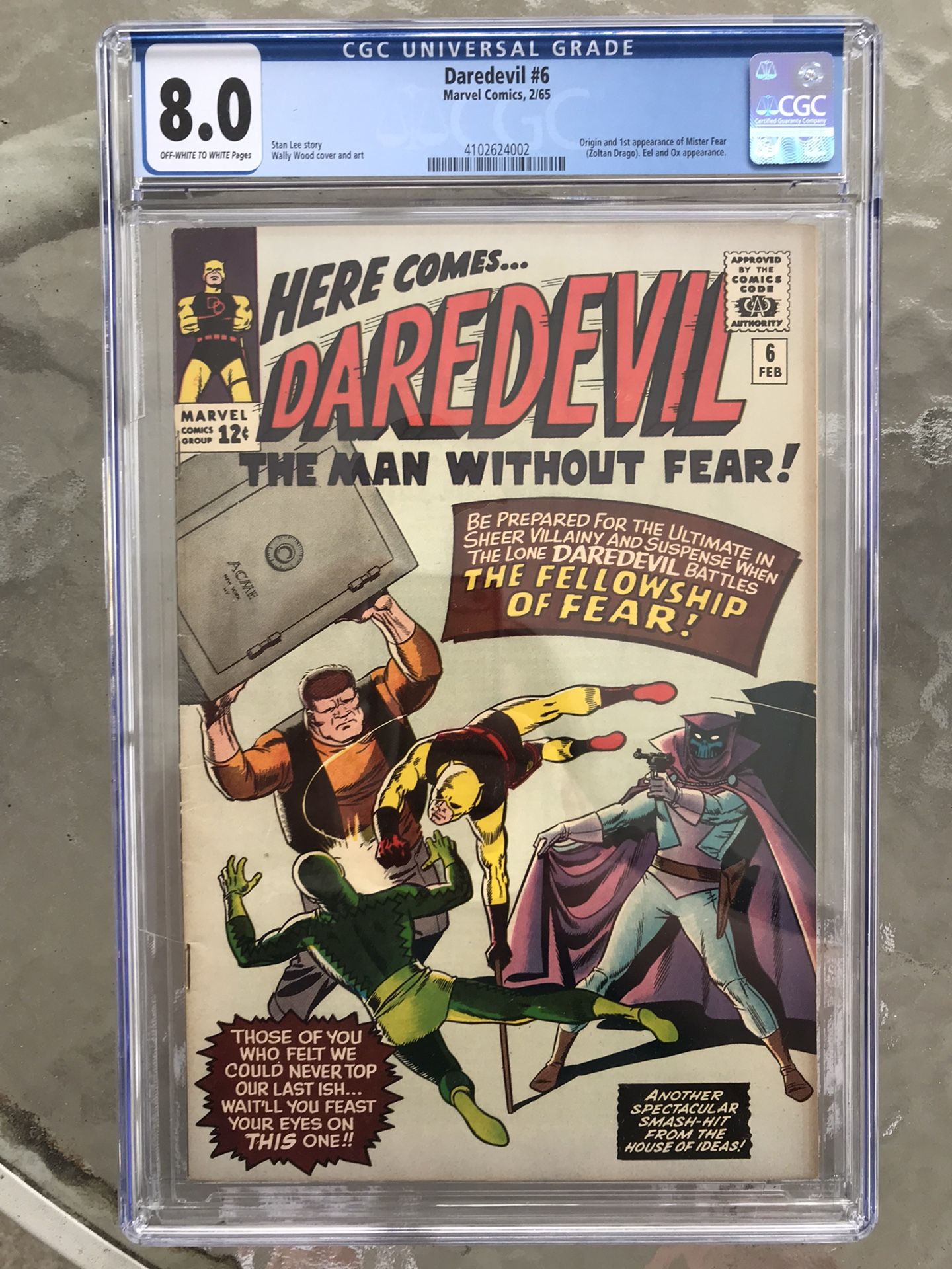 Daredevil #6 (1965) CGC 8.0 — O/w to White; 1st & origin of Mister Fear (Drago)