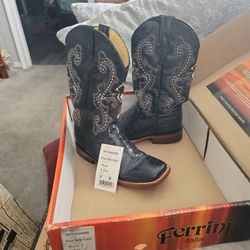 NEW Ferrini Black Print Belly Gator Boots Size 9