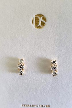 3 Stone Stud Earrings