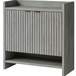 Fluted Shoe Cabinet, 41''Tall 2-Door Shoe Storage Cabinet with Doors and 5-Tier Shelves, Entryway Organizer Rack for Hallway, Living Room (Grey Oak)