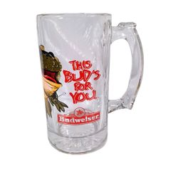 Budweiser Glass Mug With Frog 