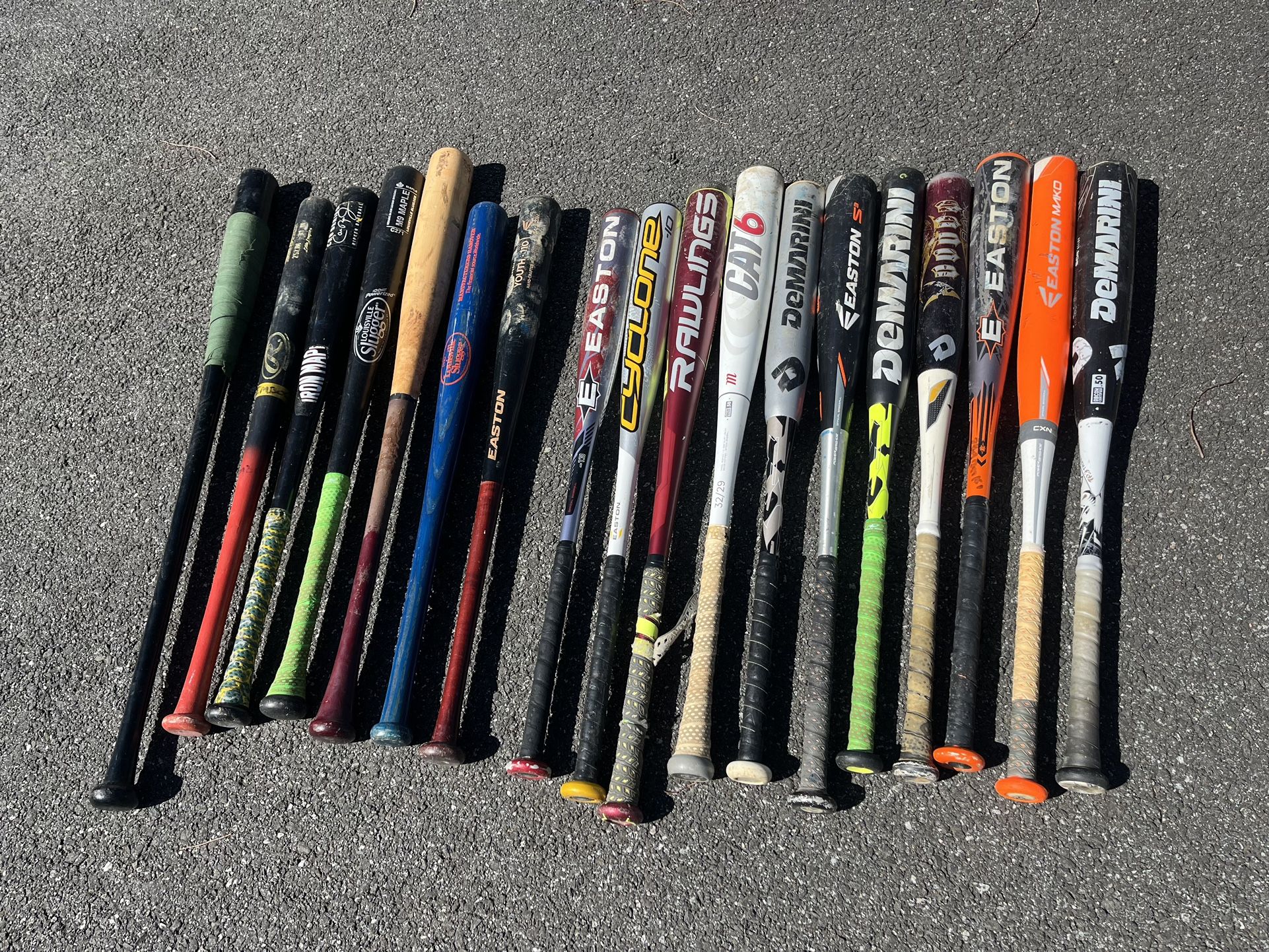 BASEBALL BATS - Wood Metal Fungo Demerini Easton Cat6 Louieville Slugger Rawlings Differnt Lengths