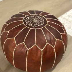 Ottoman Moroccan Leather Pouf