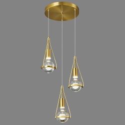 New- Gold Dandelion - 3 Pendant -LED Hanging Light Fixture