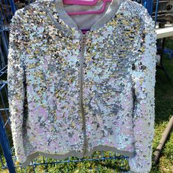 Girls Gray Sequins Jacket
