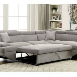 Gray Sectional Sofa With Pullout (Free Delivery)