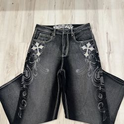 Ninth Hall Wide Leg Washed Black Jeans Size 32