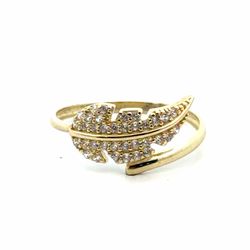 Woman’s Ladies 10k Yellow Gold CZ Cubic Zirconia Feather Ring Size 7.5 GP3136681