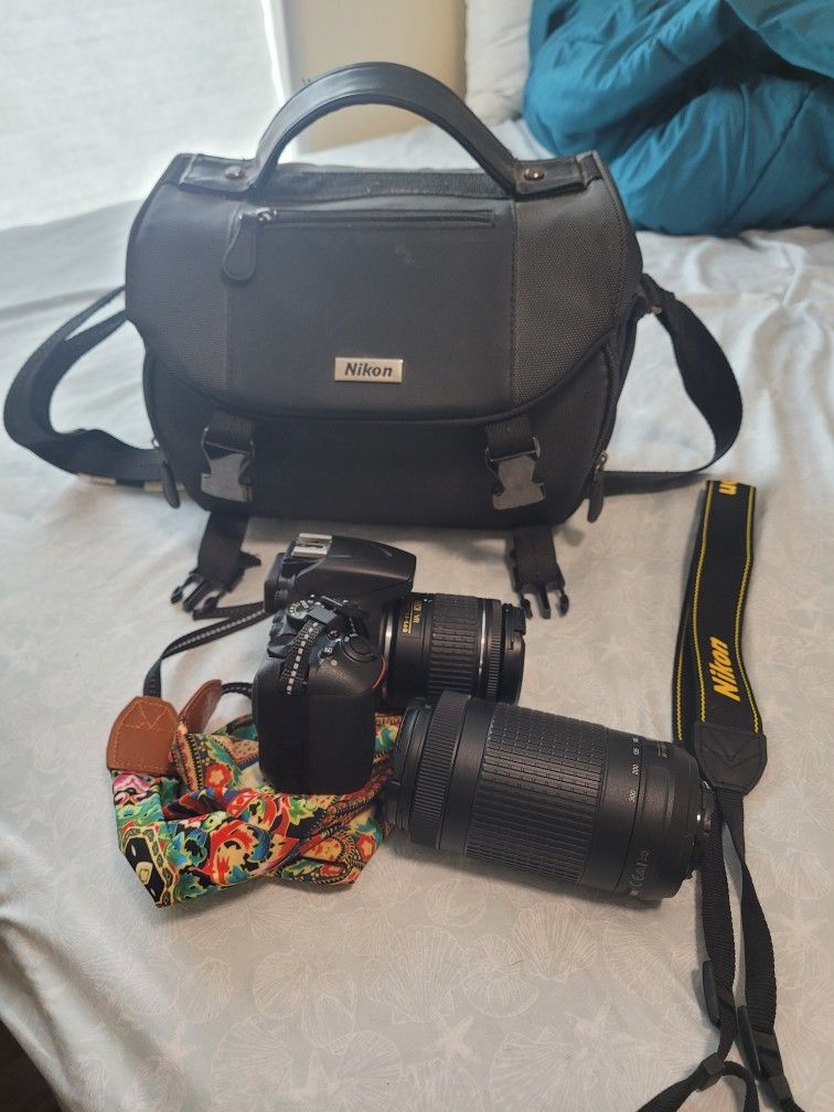 Nikon D3500 DSLR + 2 Lenses (18-55mm & 70-300mm) + Case & Extras – $475 OBO