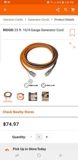 ridgid generator cord 25'