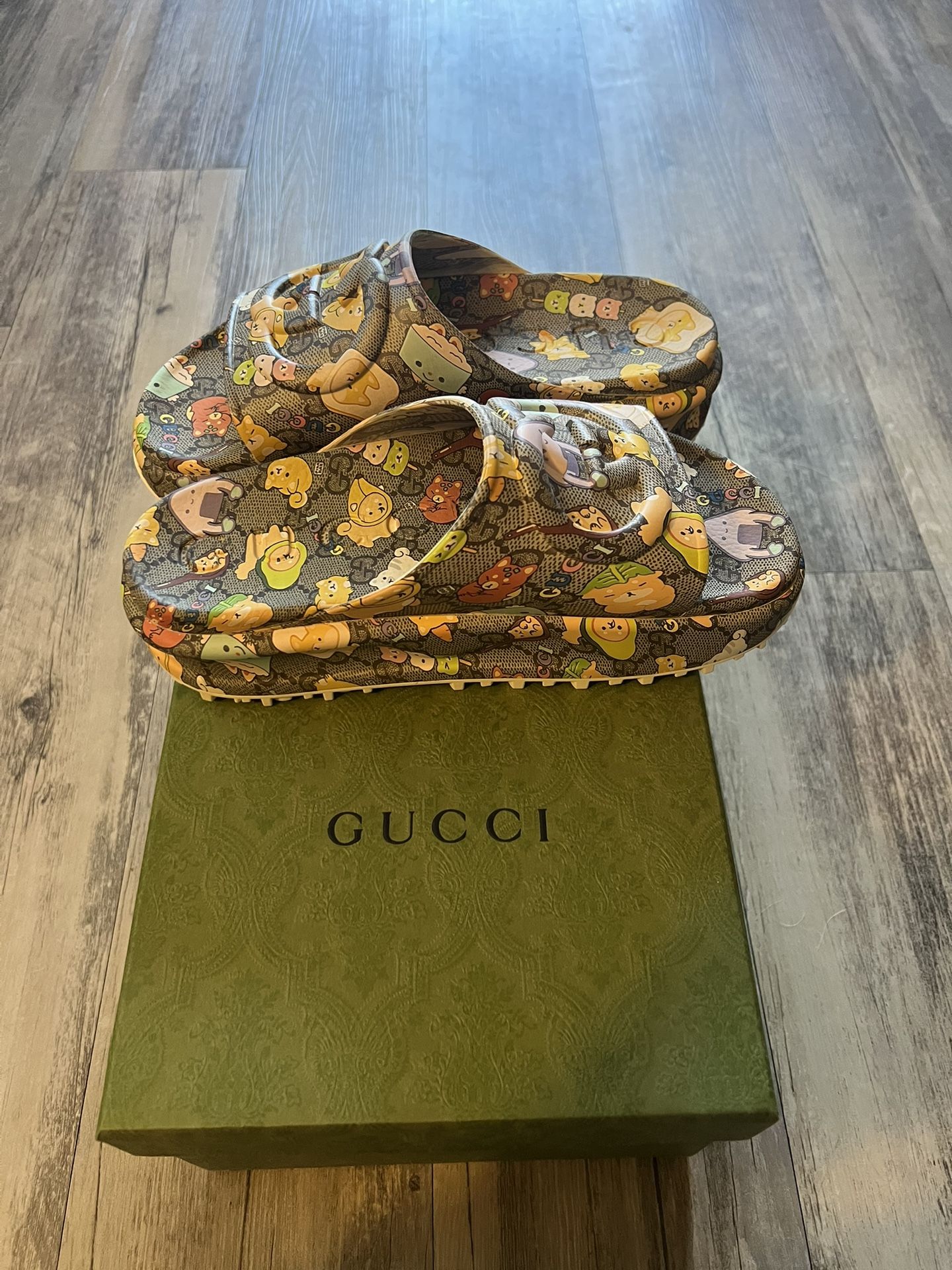 Gucci x Pikarar Slide Sandal 'GG Animal Print' Women's Size 37