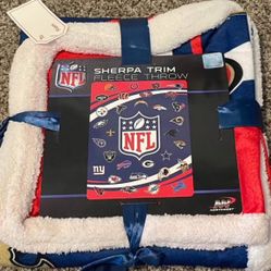 NFL Sherpa Trim Fleece Throw  50”x60”