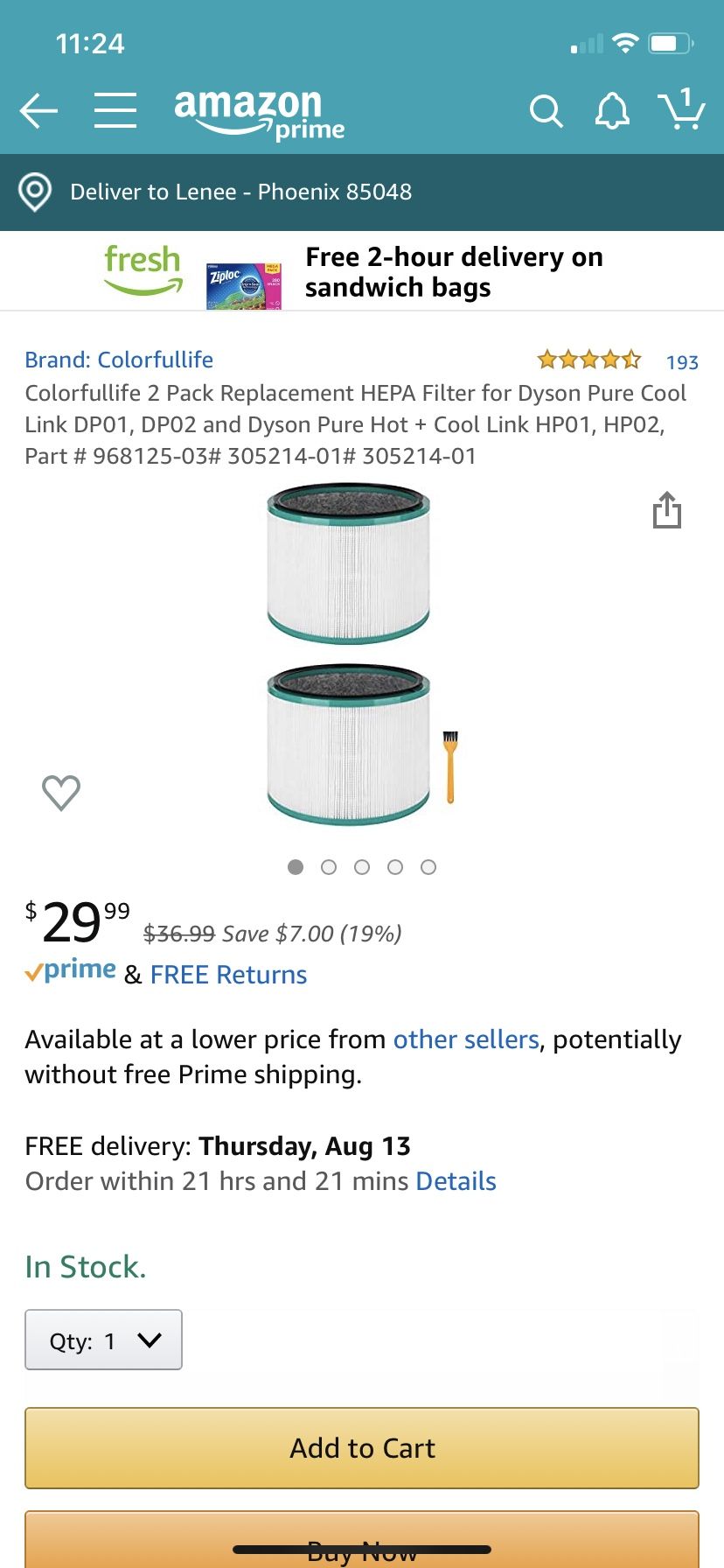 New Colorful Life 2pk replacement Hepa Filter (See pictures for compatible Dyson models)
