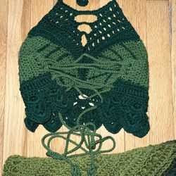 Crochet Green Top And Cover up Skirt