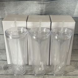 24 Oz Acrylic Snow Globe Tumblers 