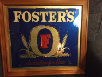 Amazing Fosters beer framed glossy (sparkles!) sign