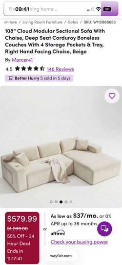108” cloud modular sofa (beige)