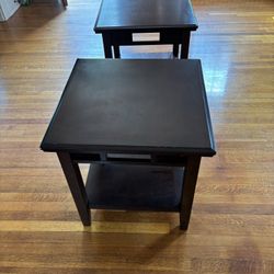 Two Wooden End Tables 