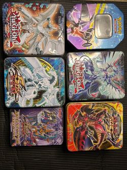 6 pokemon/yugio collectors card tin boxes