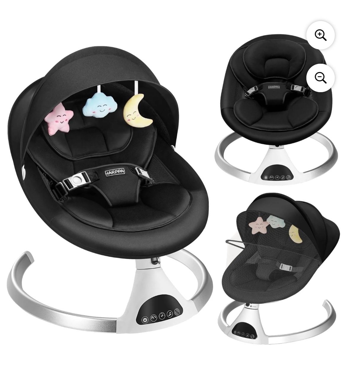 HARPPA Electric Baby Swing, Infant Swing with Remote Control, 5 Sway Speeds, Bluetooth Music, Black - Brand New in Box