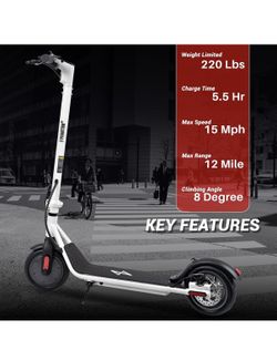 Phantomgogo Electric Scooter for Adults Scooter Foldable E-Scooter with Powerful Motor 15.5 Mph, Intelligent Light, Eco-Friendly, Perfect for Adult Co