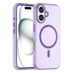 iPhone 16 MagSafe Frosted Translucent TPU + PC Full Coverage Phone Case(Dark Purple)