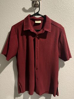 YoungLA 448 Pleated Festival Shirt in the burgundy/maroon