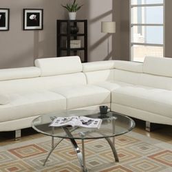 modern style white faux leather sectional sofa
