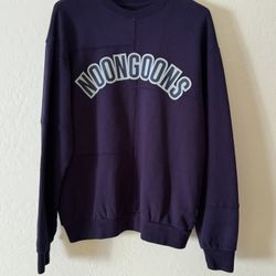 Noon Goons Patchwork Cotton Crewneck Sweatshirt in Navy