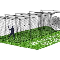Baseball Batting Cage Nets with Extra Striking Net 35' L X 10' W X 10' H (NET ONLY) Baseball and Softball Cage Netting with Door for Backyard and Indo