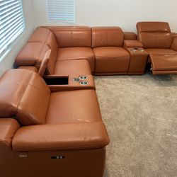 $0 Down!  New 7 PC/ 3 PWR Reclining Sectional.  123” X 138”.  Free Delivery!