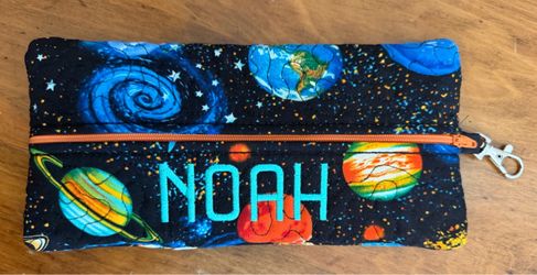 Embroidered Pencil Bag-Noah