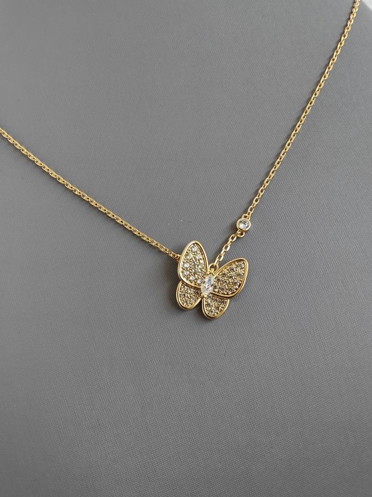 VCA Zirconia Stone Butterfly Necklace