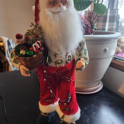 Christmas Stuff: 17" Santa, Lights, Ornaments, Tree Skirt