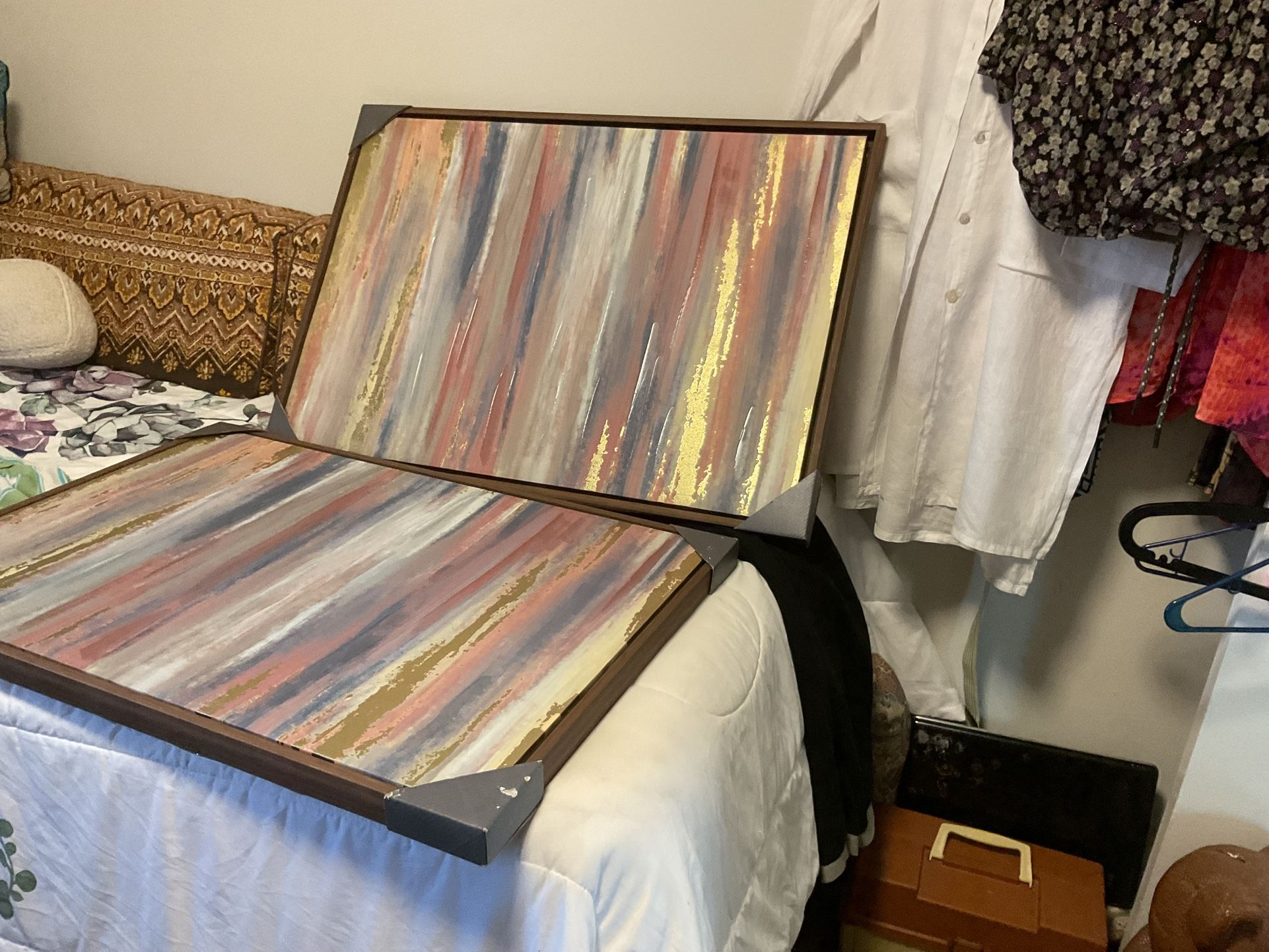 Two New 34” Long X 24” Wide Paints, Different Colors, Beautiful (NO SHIPPING)